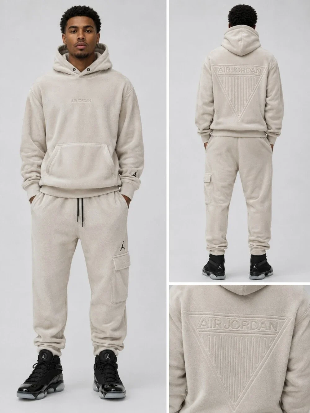 Jordan Move To Zero Sand Fleece Hoodie And Jogger Set - Light Sand